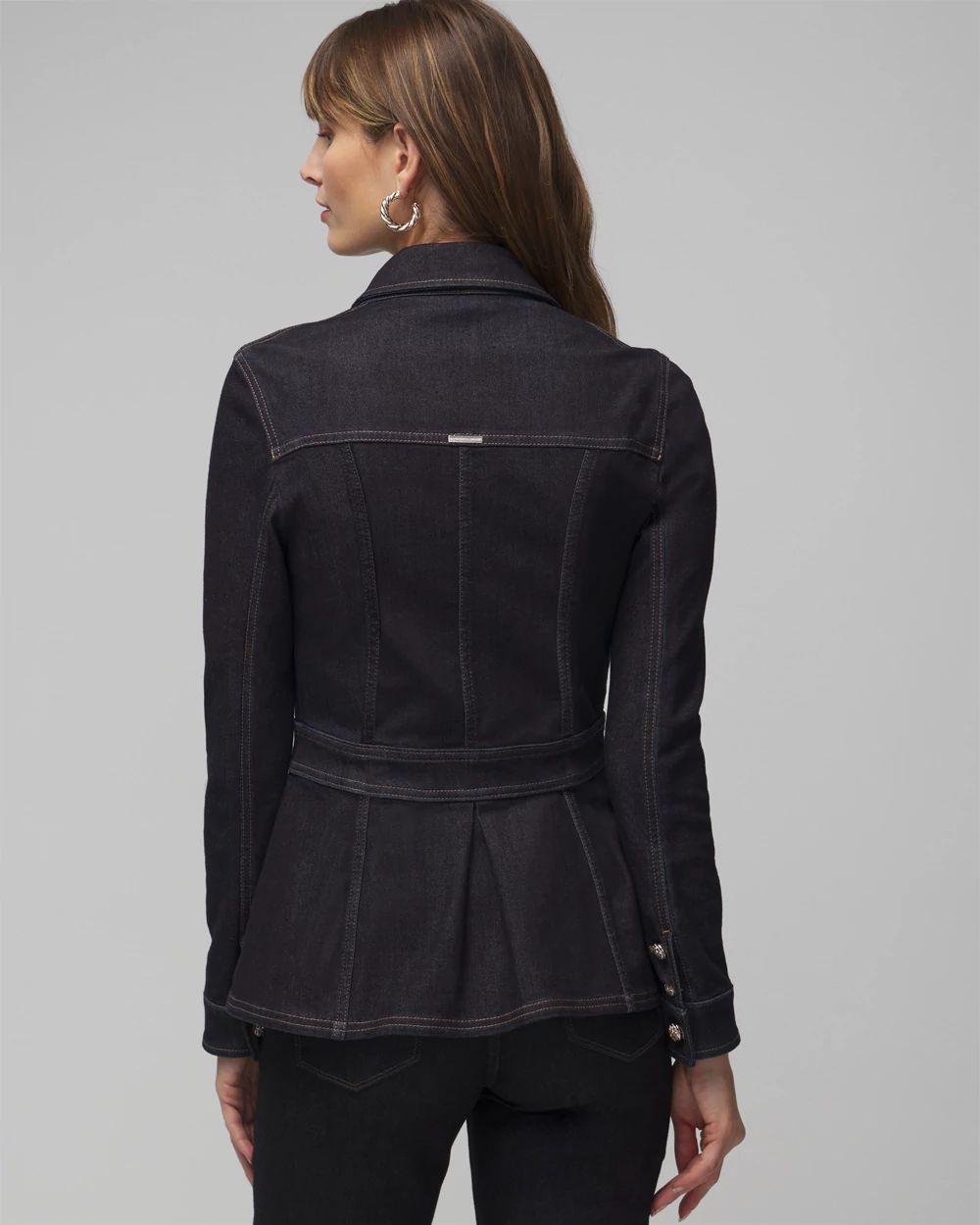 Black petite denim jacket cheap